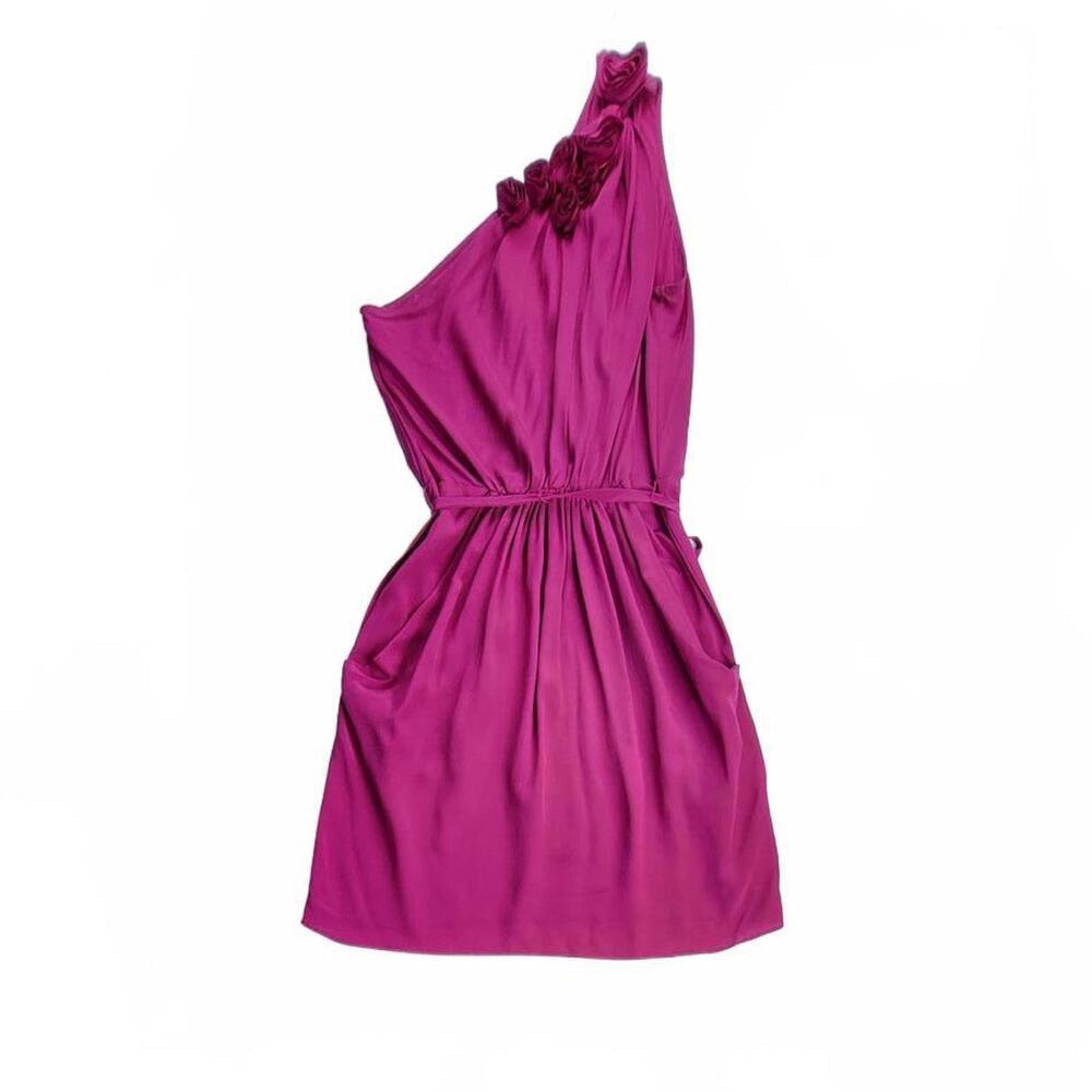 Rebecca Taylor Fuchsia Rosette Halter Cocktail Dress Size 0